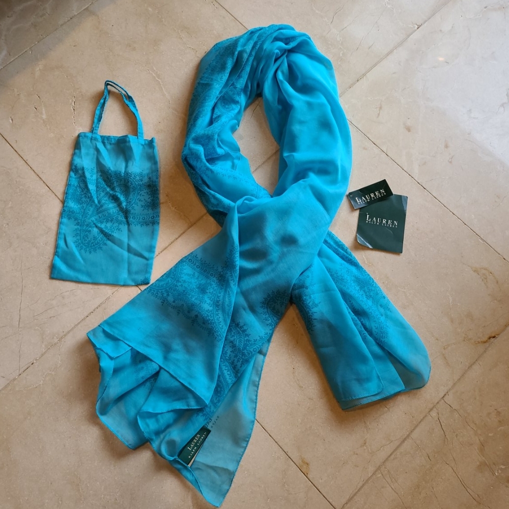 Lauren/Ralph Lauren teal semi see-through sarong